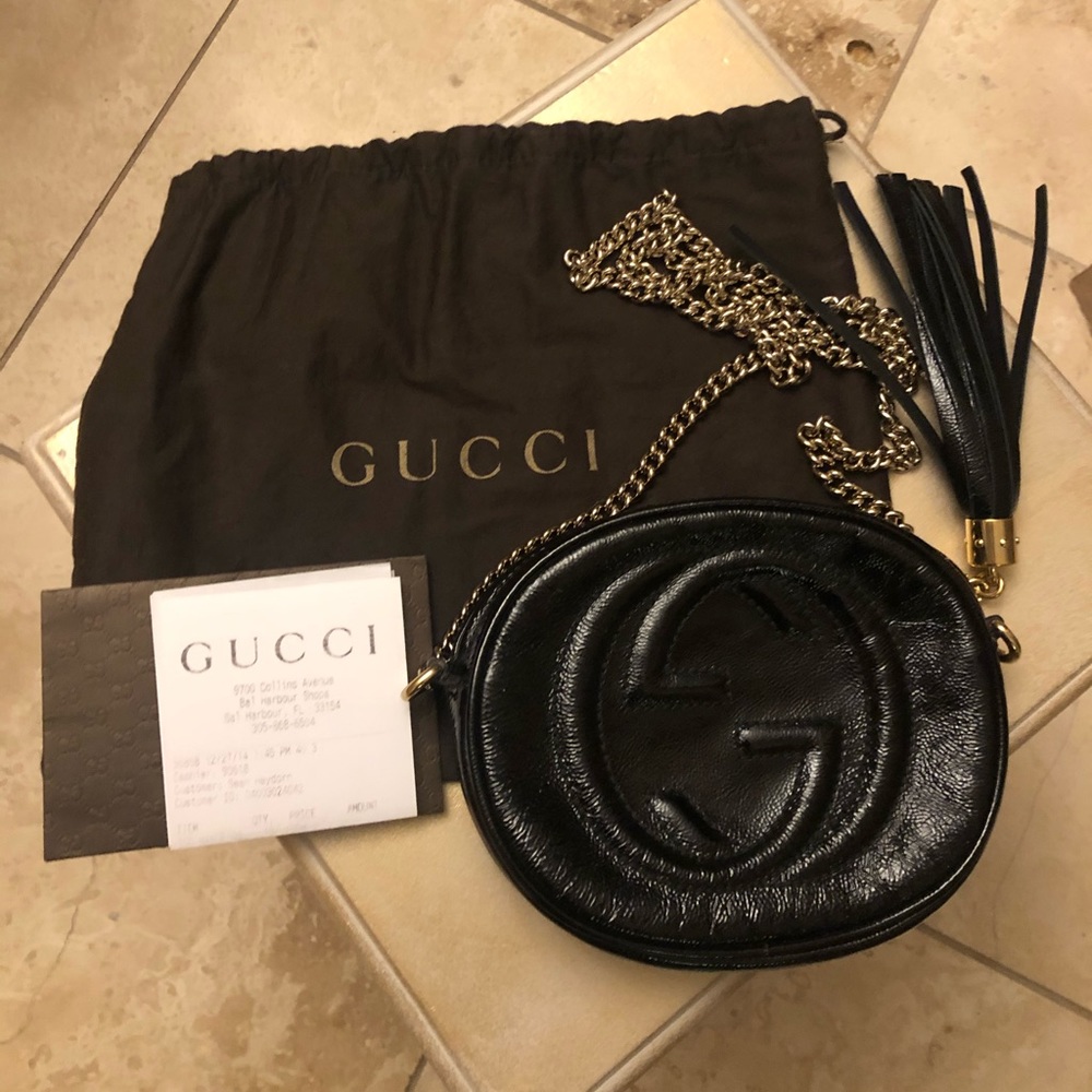 Gucci Black Crossbody Bag with Gold Chain